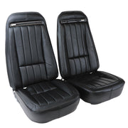 1970-1971 Corvette Mounted Seats Black Leather Vinyl With Shoulder Harness-419020MS-Corvette-Store-Online