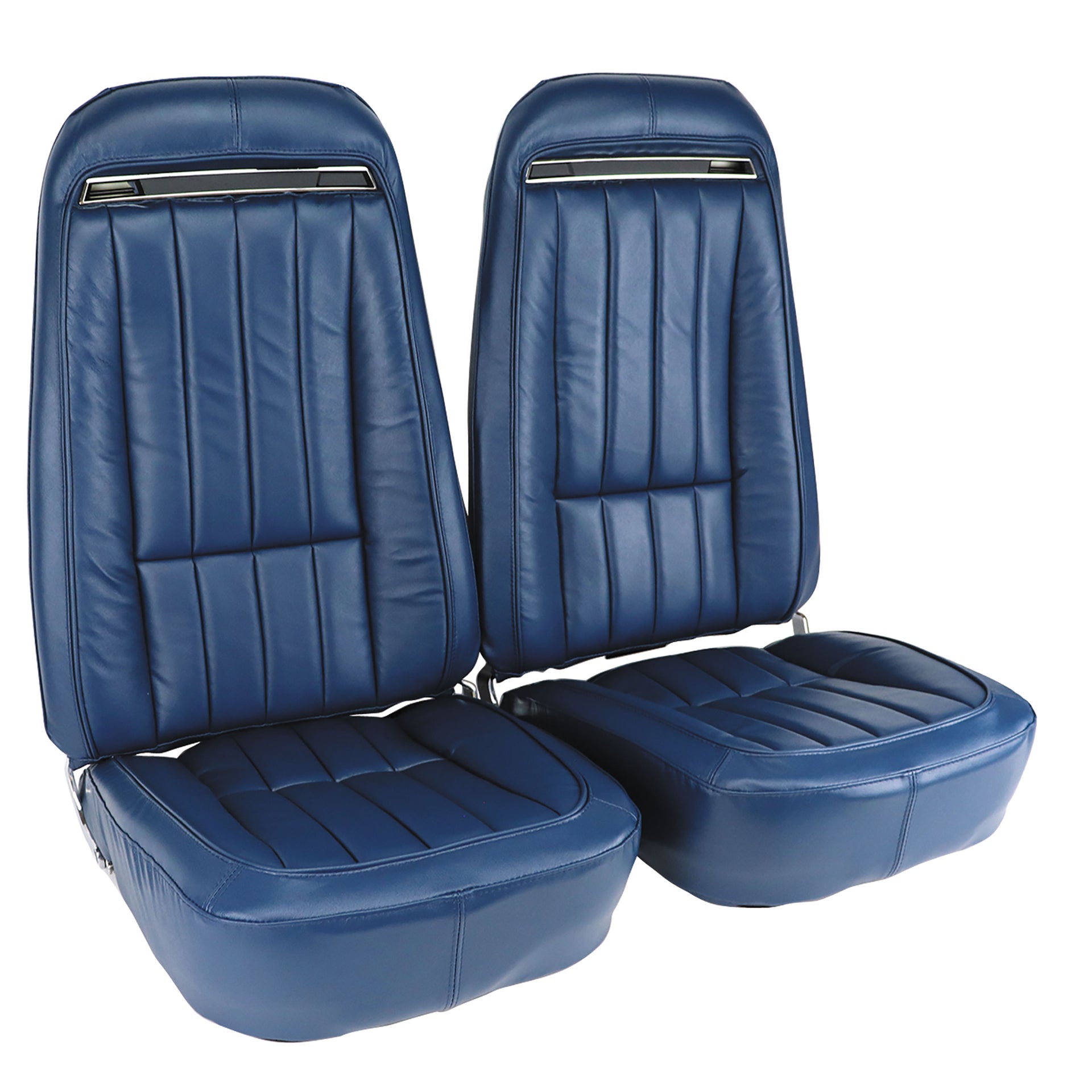 1971-1971 Corvette Mounted Seats Royal Blue Leather Vinyl With Shoulder Harness-419047MS-Corvette-Store-Online