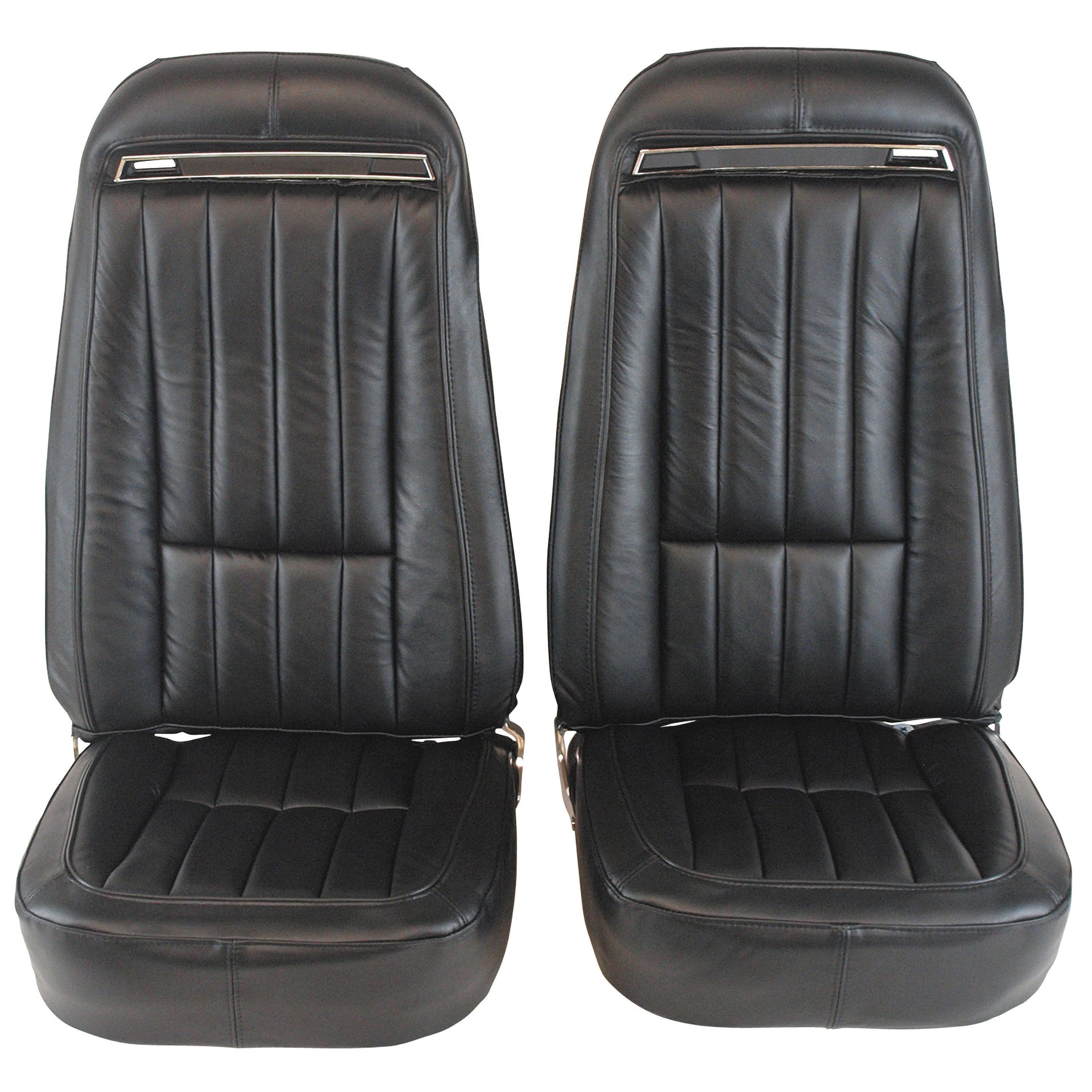 1970-1971 Corvette Mounted Seats Black 100% Leather With Shoulder Harness-419120MS-Corvette-Store-Online