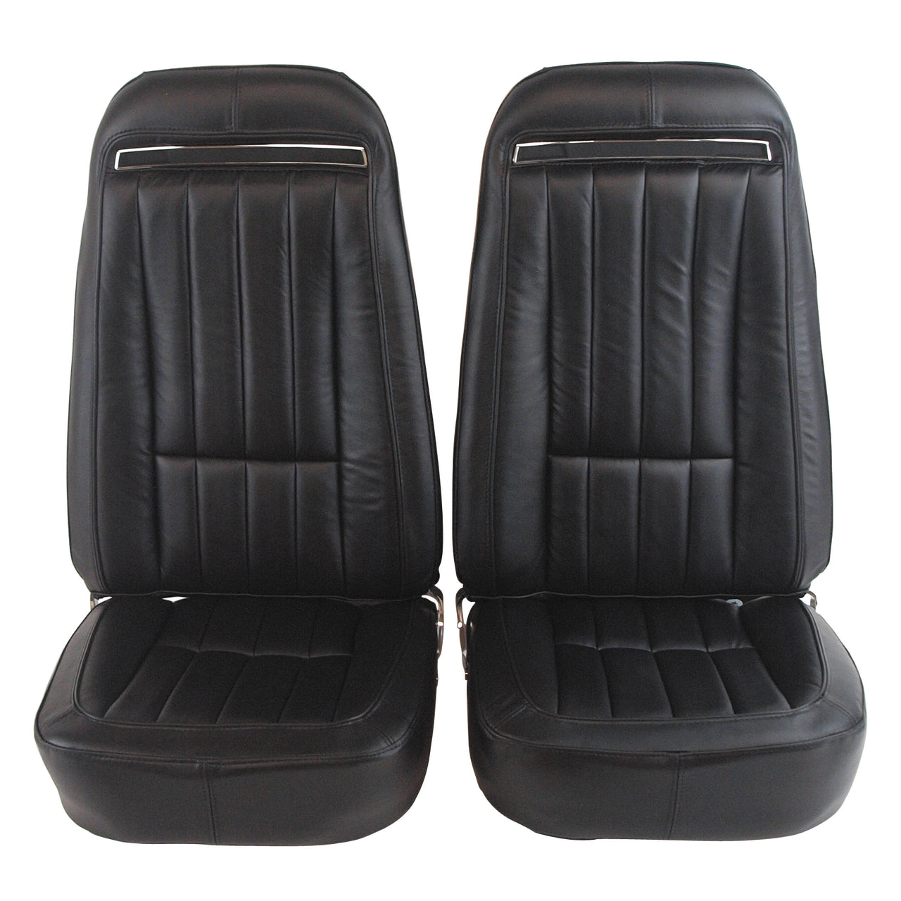 1970-1971 Corvette Mounted Seats Black 100% Leather Without Shoulder Harness-419120M-Corvette-Store-Online