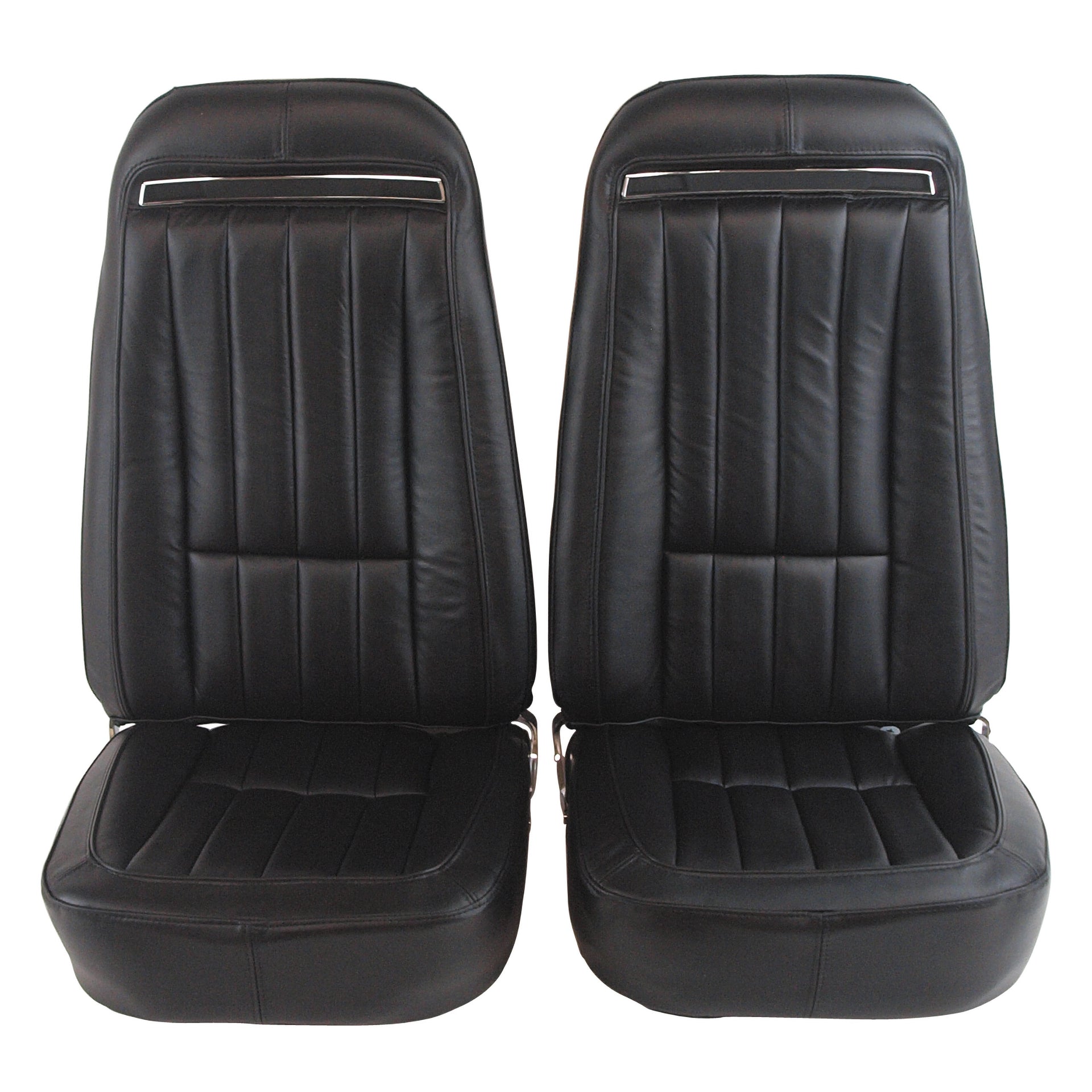 1970-1971 Corvette Mounted Seats Black 100% Leather Without Shoulder Harness-419120M-Corvette-Store-Online