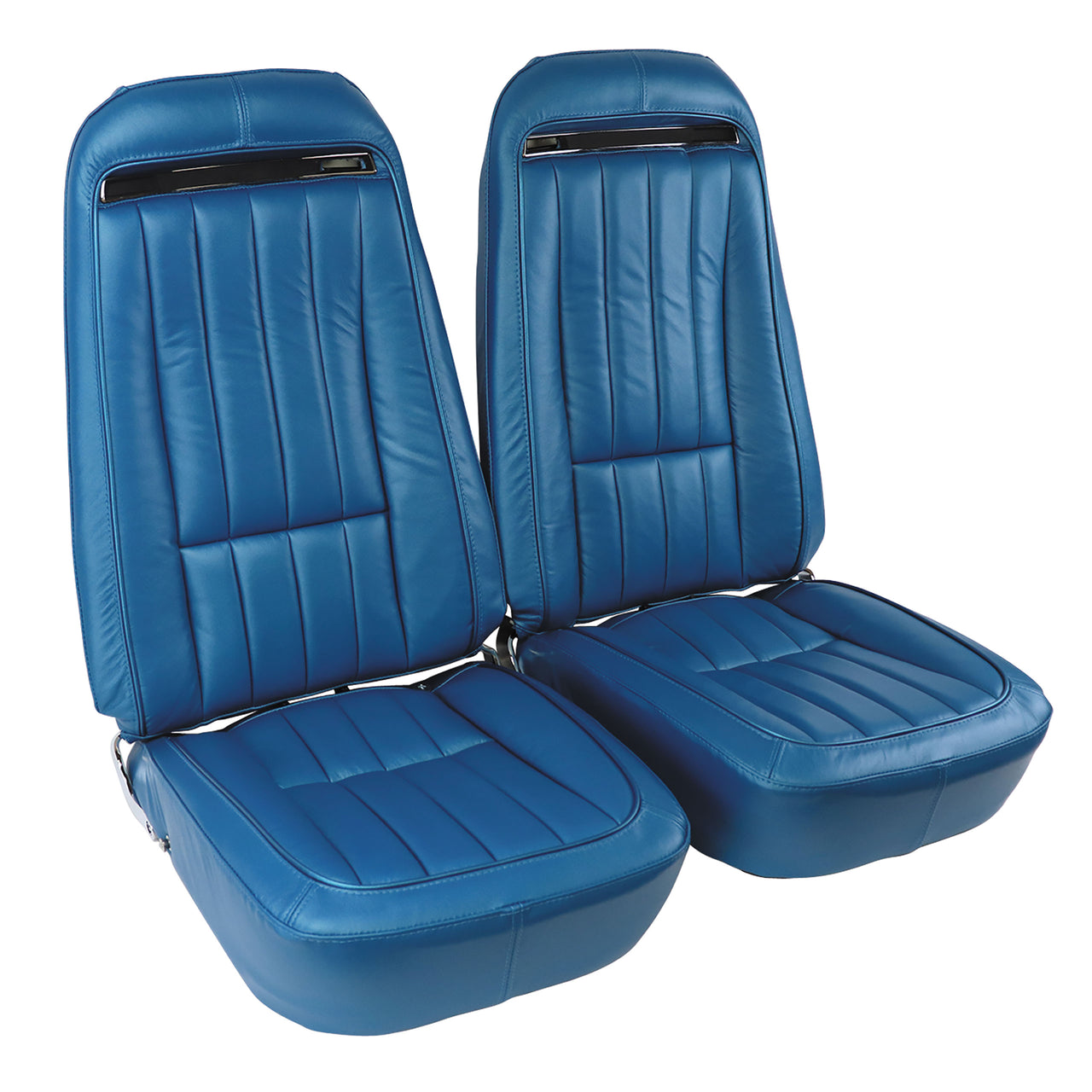 1970-1970 Corvette Mounted Seats Bright Blue 100% Leather With Shoulder Harness-419141MS-Corvette-Store-Online