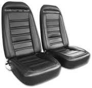 1972-1972 Corvette Mounted Seats Black Leather Vinyl With Shoulder Harness-419220MS-Corvette-Store-Online