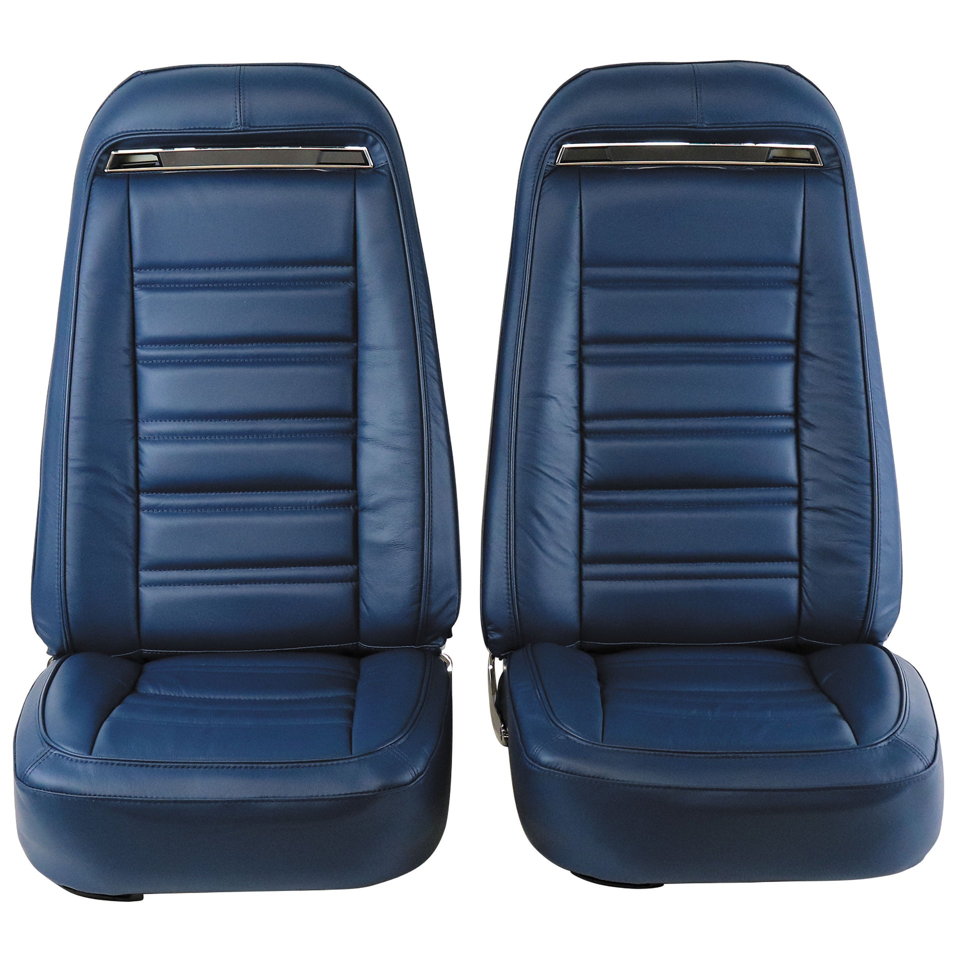 1972-1972 Corvette Mounted Seats Royal Blue Leather Vinyl With Shoulder Harness-419247MS-Corvette-Store-Online