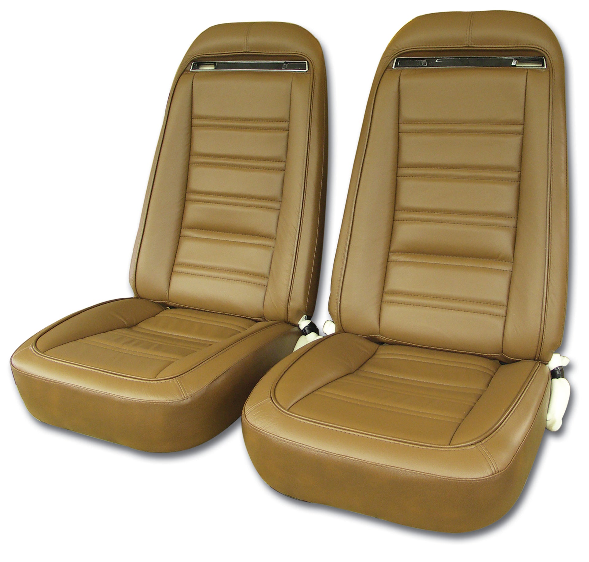 1973-1973 Corvette Mounted Seats Dark Saddle Leather Vinyl Without Shoulder Harness-419323M-Corvette-Store-Online