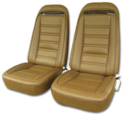 1973-1973 Corvette Mounted Seats Dark Saddle Leather Vinyl With Shoulder Harness-419323MS-Corvette-Store-Online