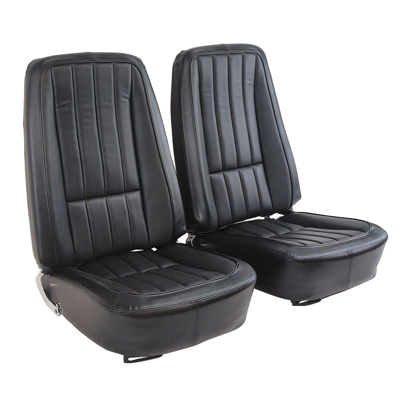 1968-1968 Corvette Mounted Seats Black "Leather-Like" Vinyl Second Design With Headrest Bracket-421020MLH-Corvette-Store-Online