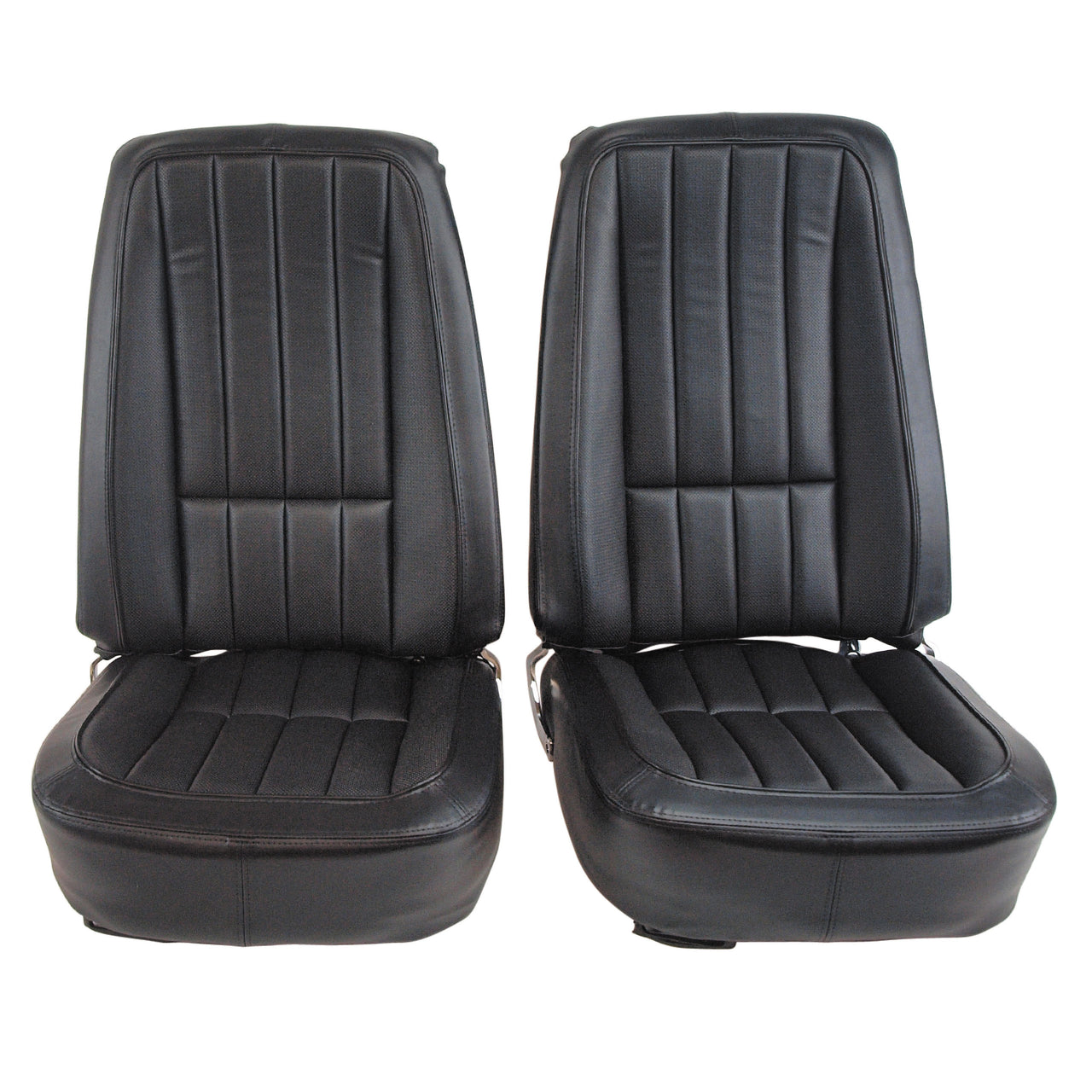 1968-1968 Corvette Mounted Seats Black "Leather-Like" Vinyl Second Design Without Headrest Bracket-421020ML-Corvette-Store-Online