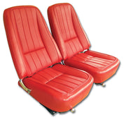 1968-1968 Corvette Mounted Seats Red "Leather-Like" Vinyl First Design Without Headrest Bracket-421030ME-Corvette-Store-Online