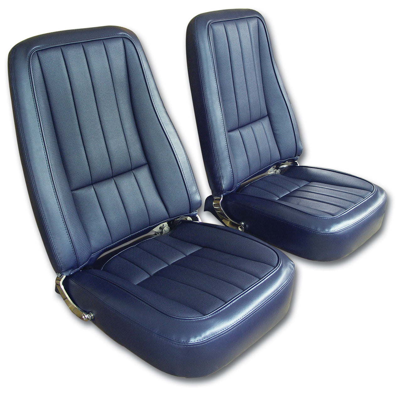 1968-1968 Corvette Mounted Seats Dark Blue "Leather-Like" Vinyl 1st Design W/O Headrest Bracket-421032ME-Corvette-Store-Online