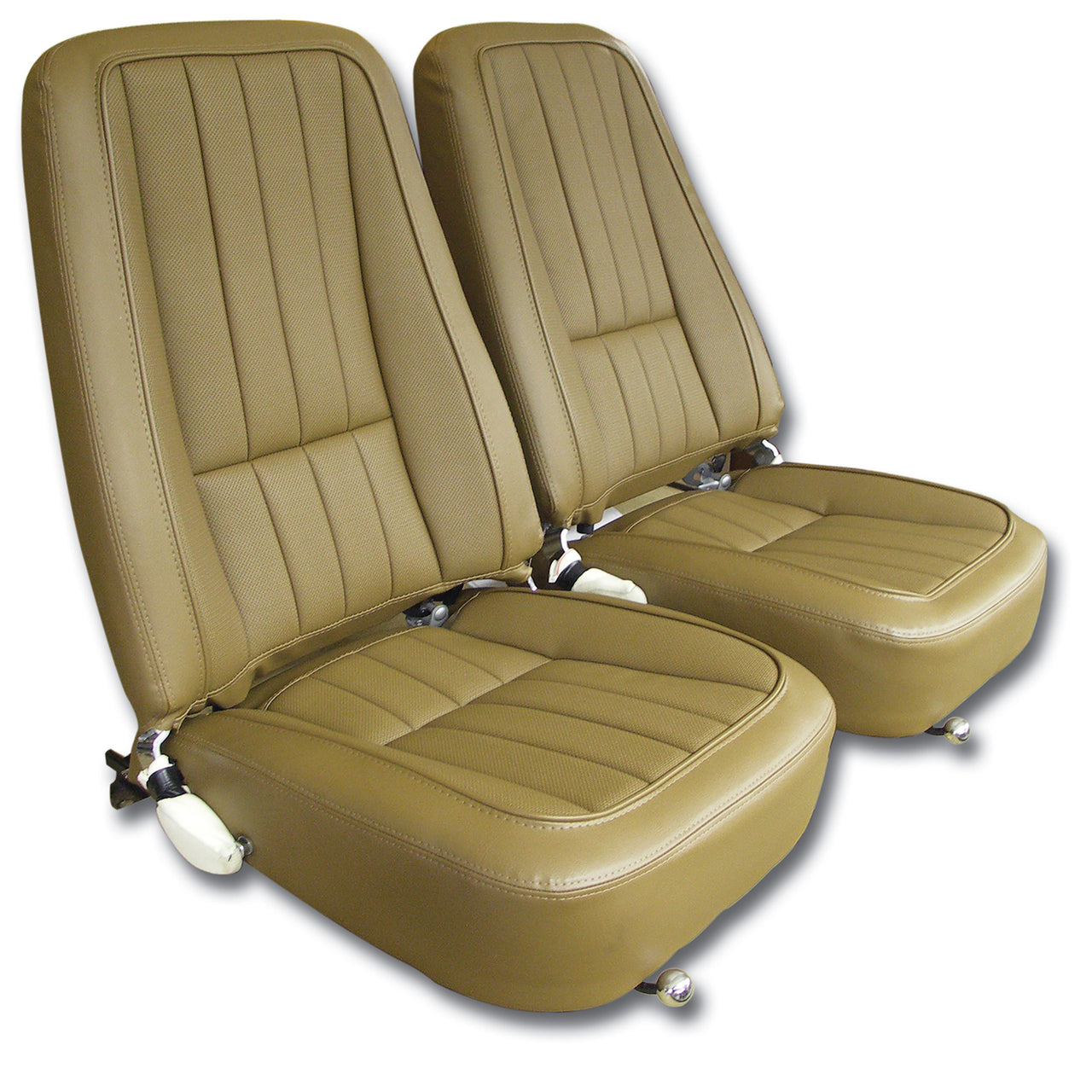 1968-1968 Corvette Mounted Seats Saddle "Leather-Like" Vinyl First Design With Headrest Bracket-421056MEH-Corvette-Store-Online