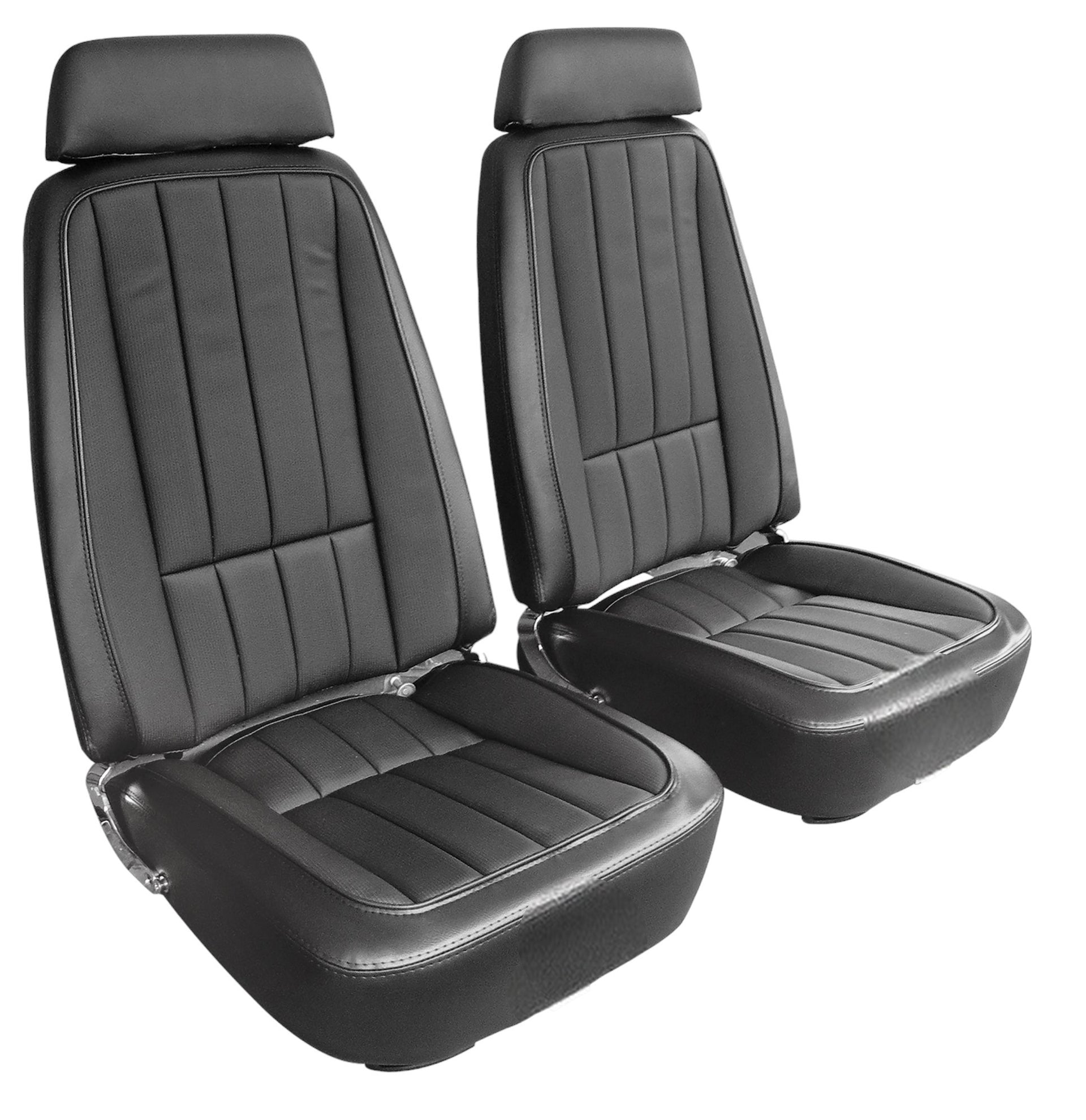 1969-1969 Corvette Mounted Seats Black "Leather-Like" Vinyl Without Headrest Bracket-421120M-Corvette-Store-Online