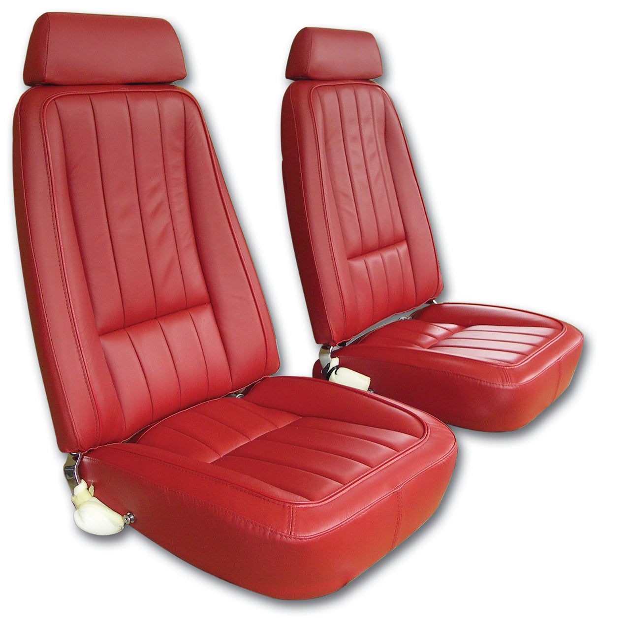 1969-1969 Corvette Mounted Seats Red "Leather-Like" Vinyl Without Headrest Bracket-421130M-Corvette-Store-Online