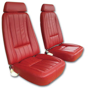 1969-1969 Corvette Mounted Seats Red "Leather-Like" Vinyl Without Headrest Bracket-421130M-Corvette-Store-Online
