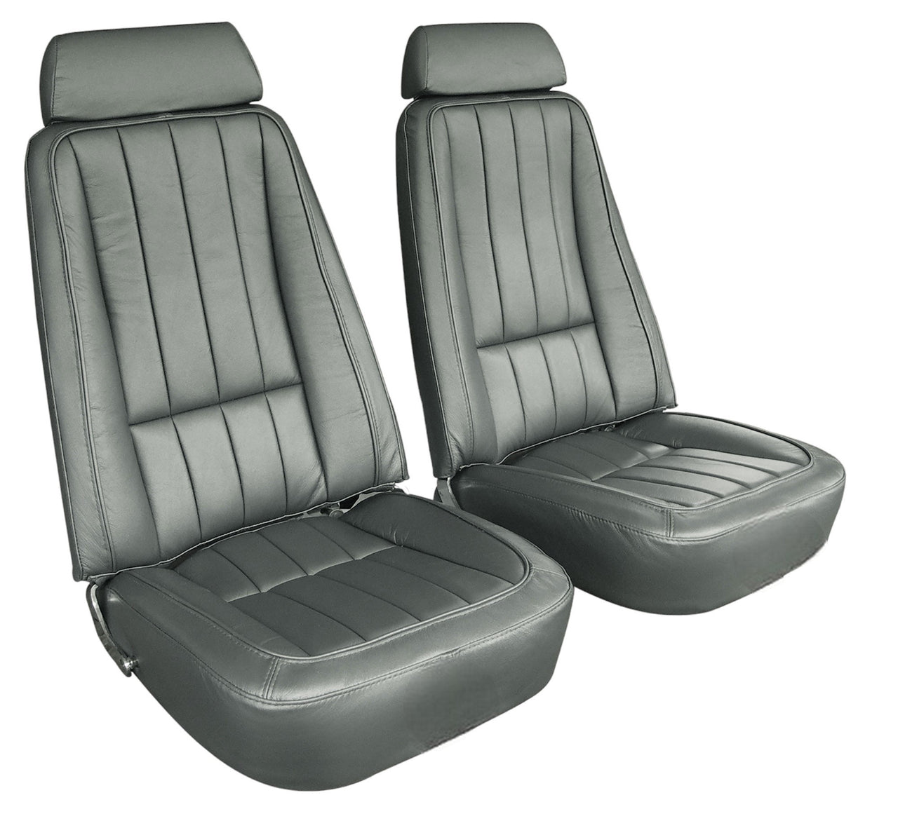 1969-1969 Corvette Mounted Seats Gunmetal "Leather-Like" Vinyl With Headrest Bracket-421163MH-Corvette-Store-Online