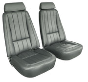 1969-1969 Corvette Mounted Seats Gunmetal "Leather-Like" Vinyl With Headrest Bracket-421163MH-Corvette-Store-Online