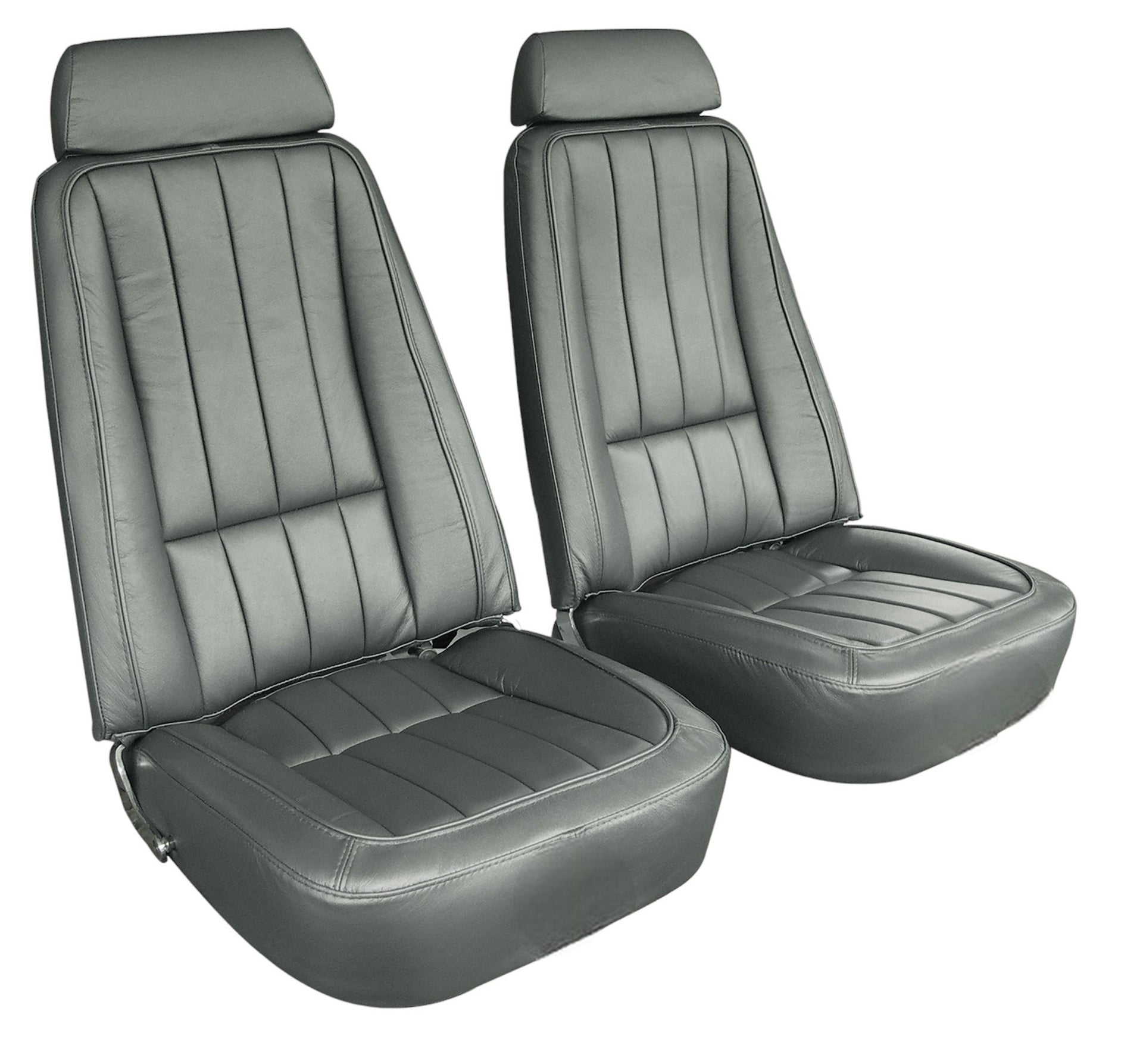 1969-1969 Corvette Mounted Seats Gunmetal "Leather-Like" Vinyl With Headrest Bracket-421163MH-Corvette-Store-Online