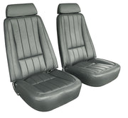 1969-1969 Corvette Mounted Seats Gunmetal "Leather-Like" Vinyl Without Headrest Bracket-421163M-Corvette-Store-Online