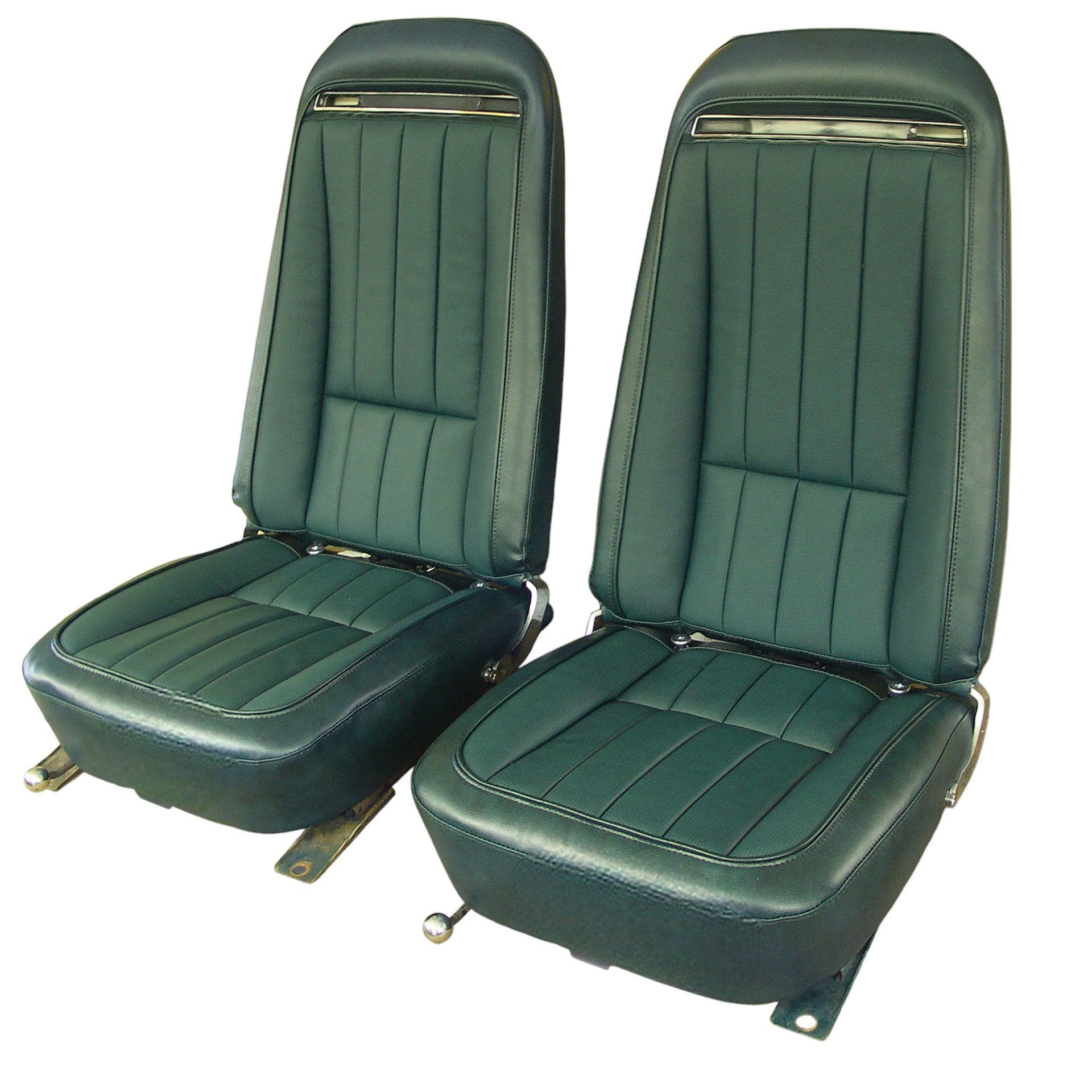 1971-1971 Corvette Mounted Seats Green "Leather-Like" Vinyl With Shoulder Harness-421218MS-Corvette-Store-Online