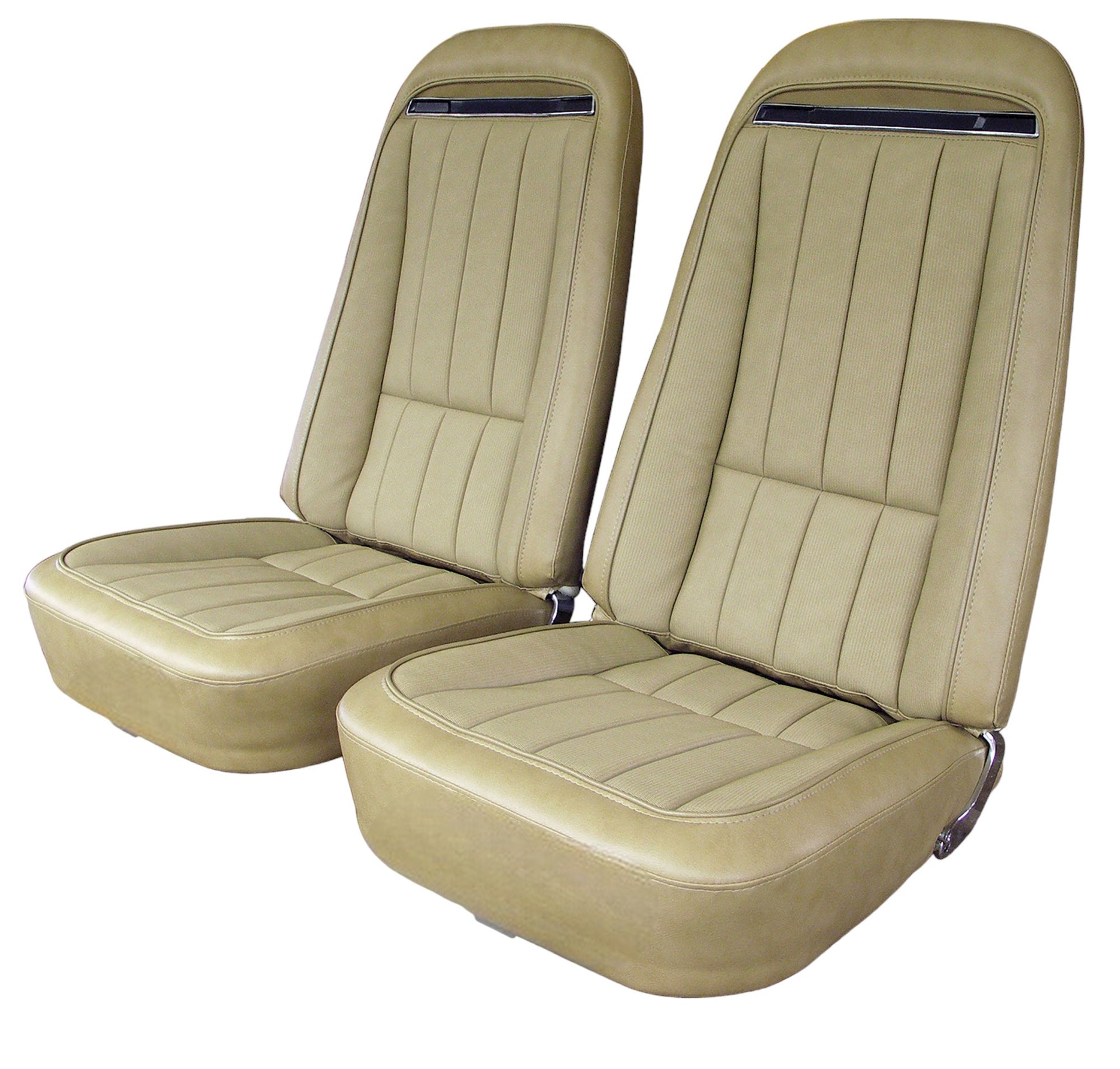 1972-1972 Corvette Mounted Seats Light Saddle "Leather-Like" Vinyl With Shoulder Harness-421315MS-Corvette-Store-Online
