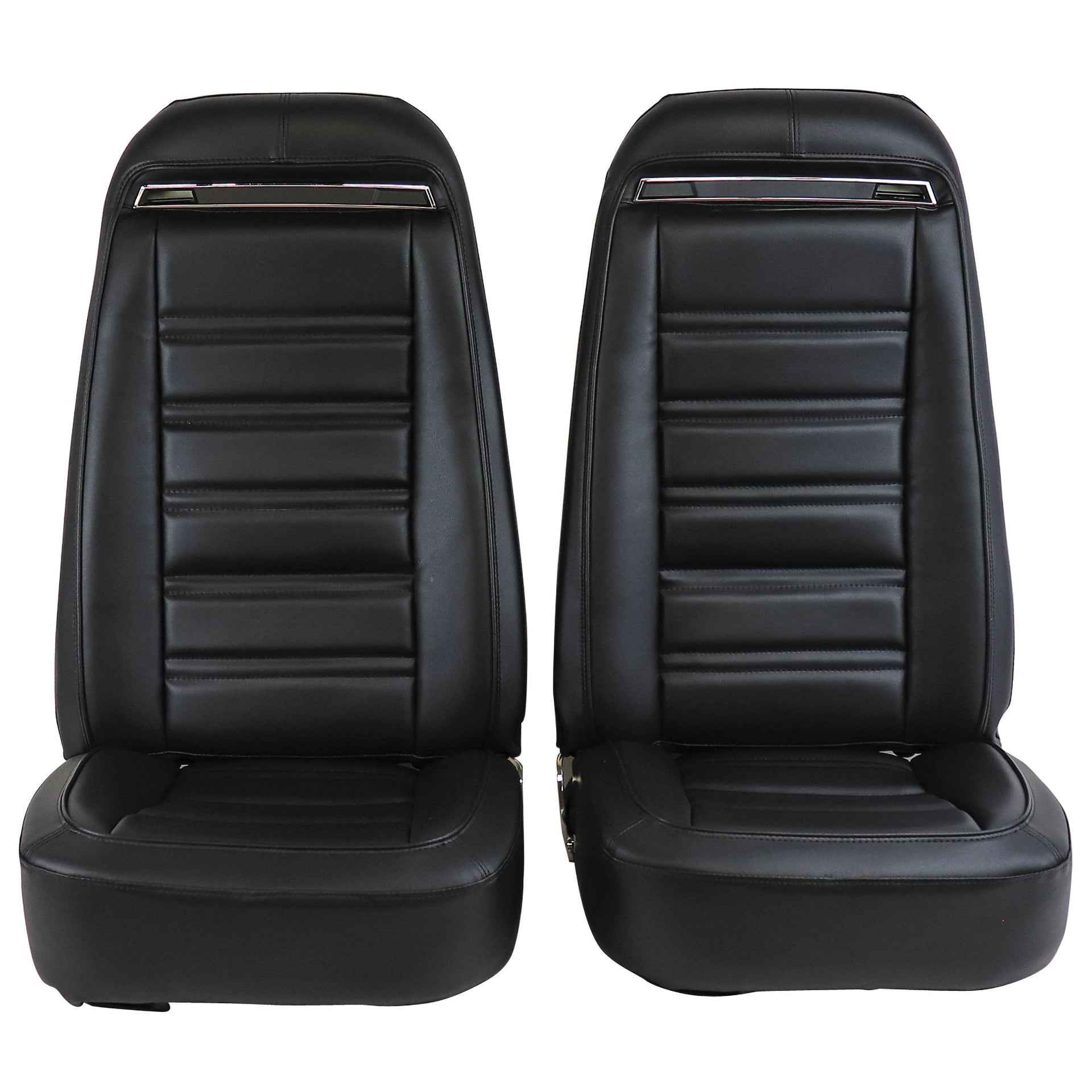 1972-1974 Corvette Mounted Seats Black "Leather-Like" Vinyl With Shoulder Harness-421320MS-Corvette-Store-Online
