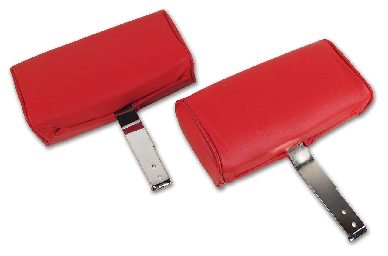 1966-1966 Corvette Headrests Red Complete Leather-426430-Corvette-Store-Online