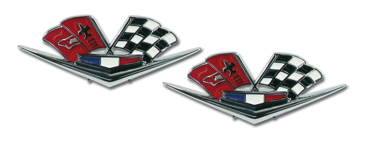 1962-1963 Corvette Emblems Front Fender Cross Flags - 1963 Early-42839-Corvette-Store-Online