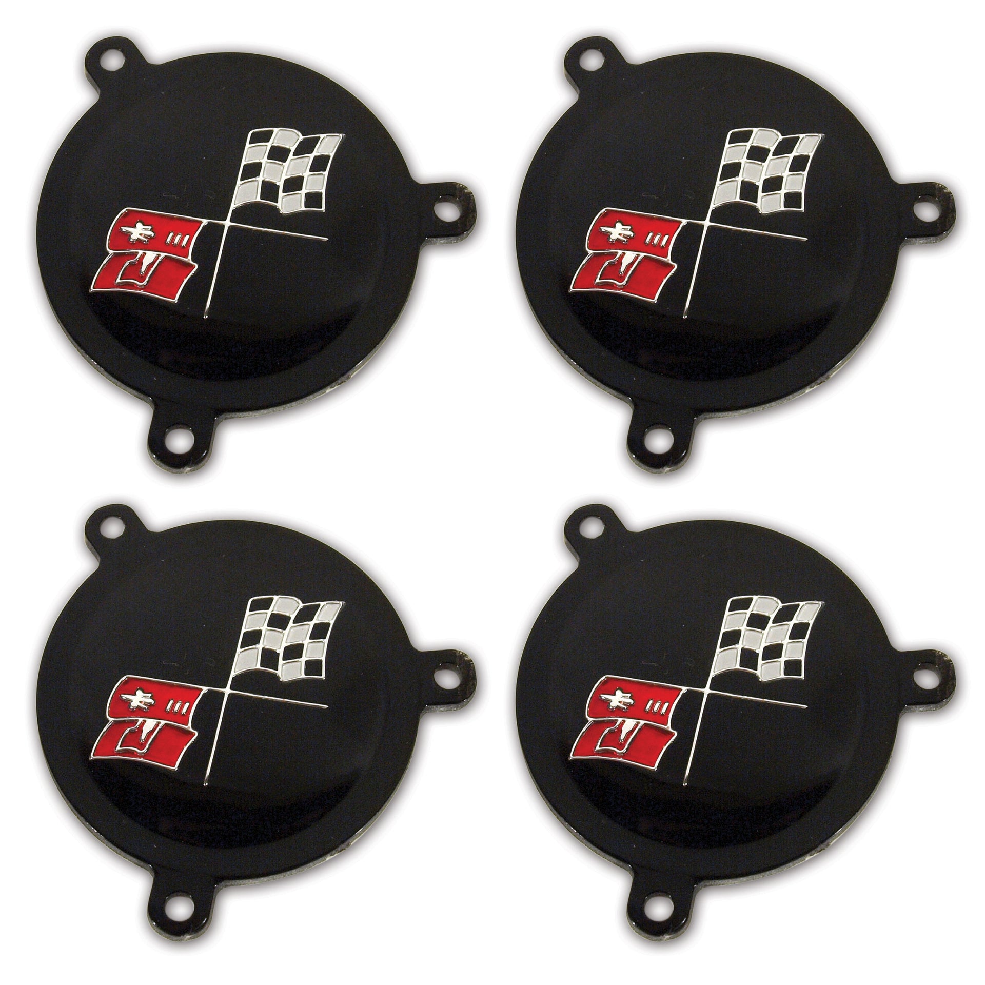 1965-1966 Corvette Hubcap Spinner Emblems W/Black Upper LH - 4 Piece Set-43131-Corvette-Store-Online