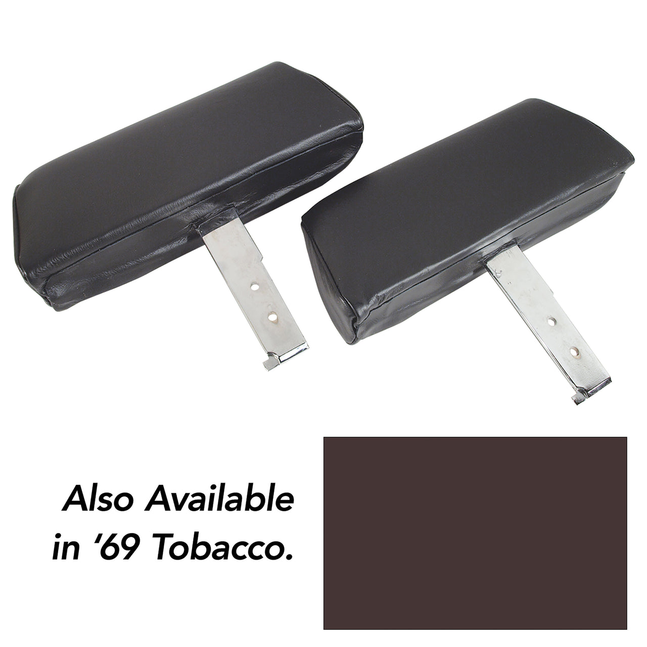 1968-1968 Corvette Headrests Tobacco Complete W/Leather Covers-432628-Corvette-Store-Online