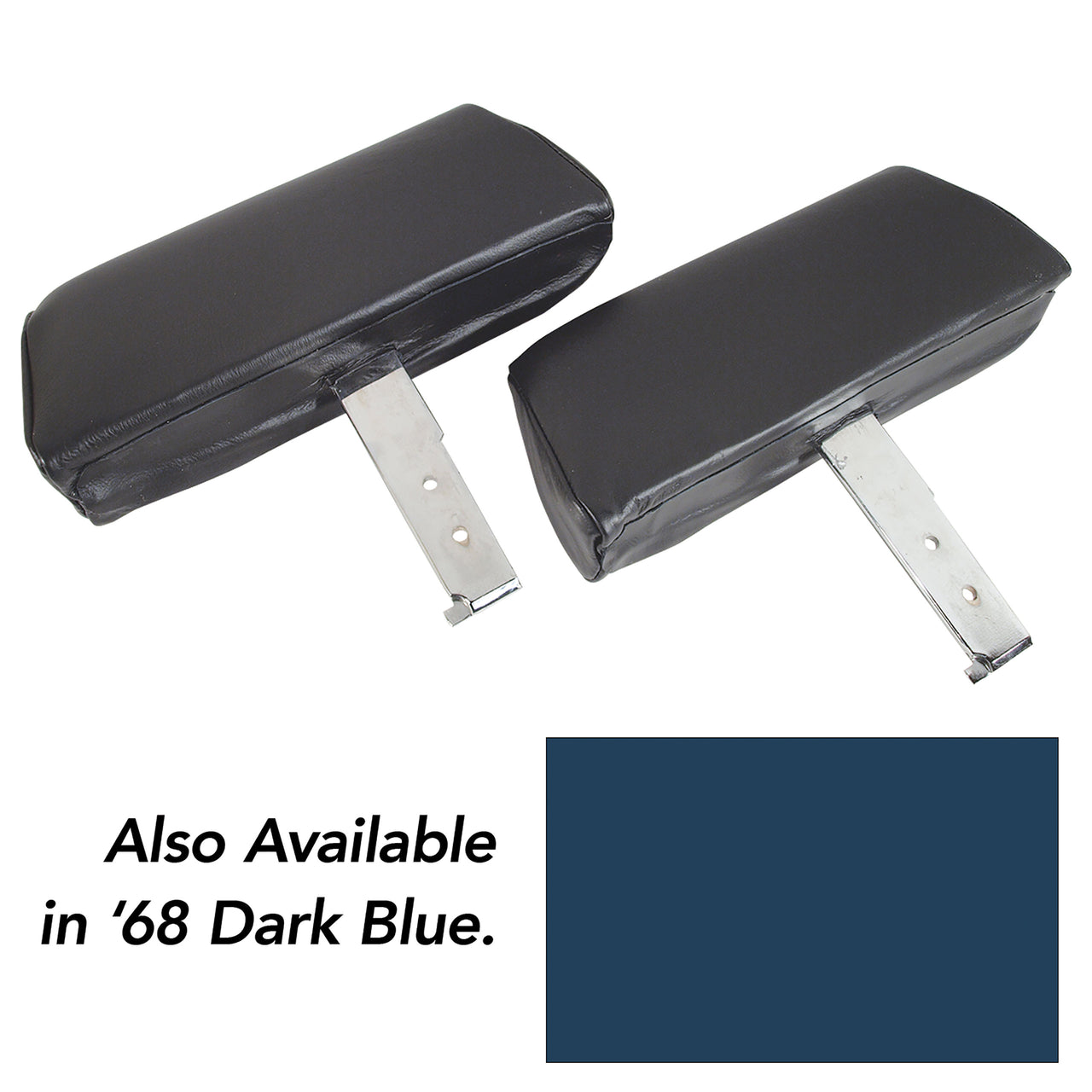 1968-1968 Corvette Headrests Dark Blue Complete W/Leather Covers-432632-Corvette-Store-Online