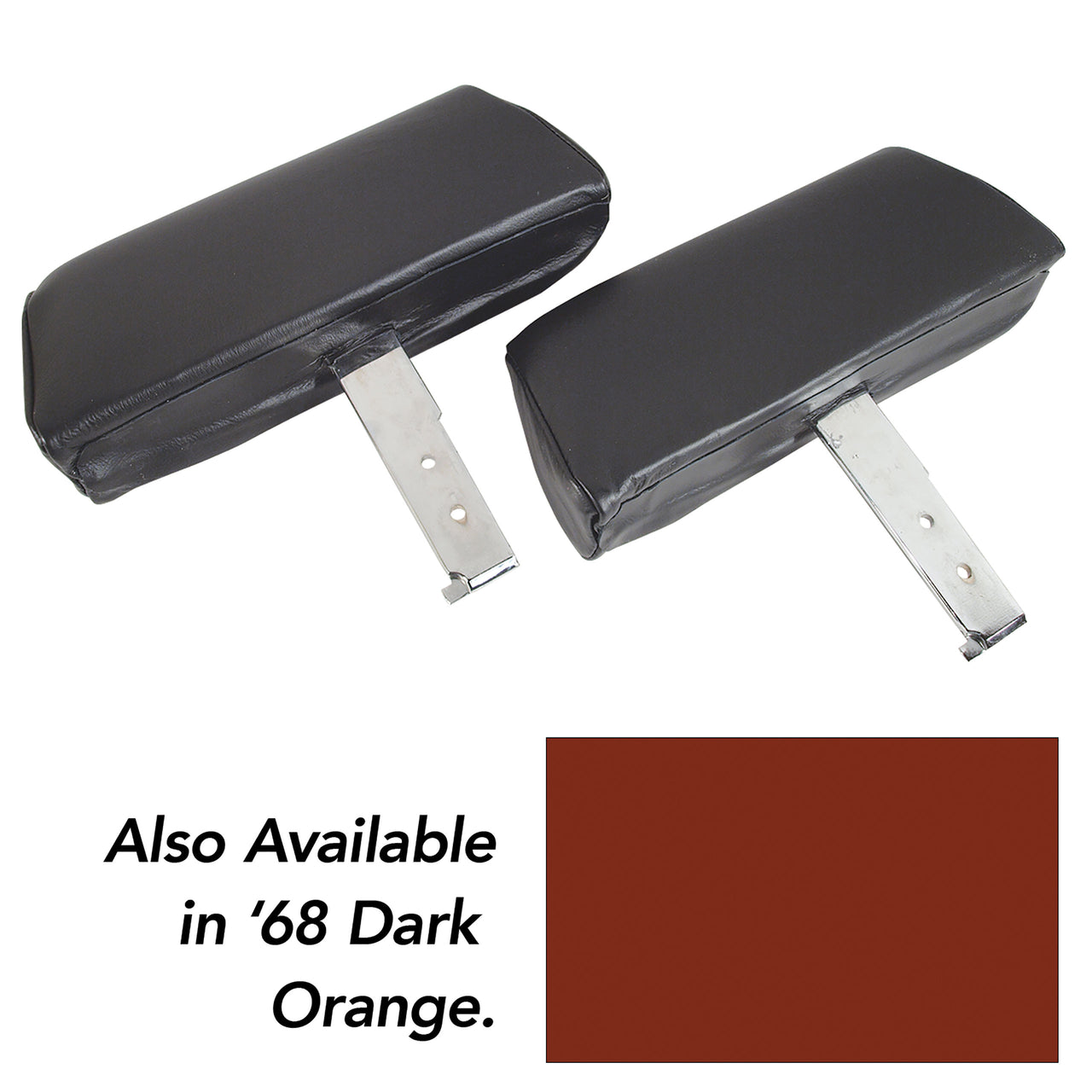 1968-1968 Corvette Headrests Dark Orange Complete W/Leather Covers-432638-Corvette-Store-Online