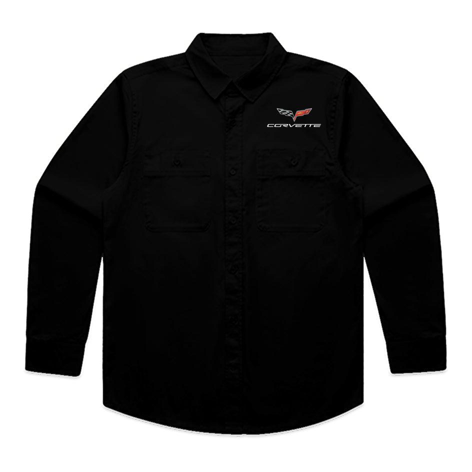 Corvette C6 Men's Long Sleeve Button Up - 100% Heavyweight Cotton