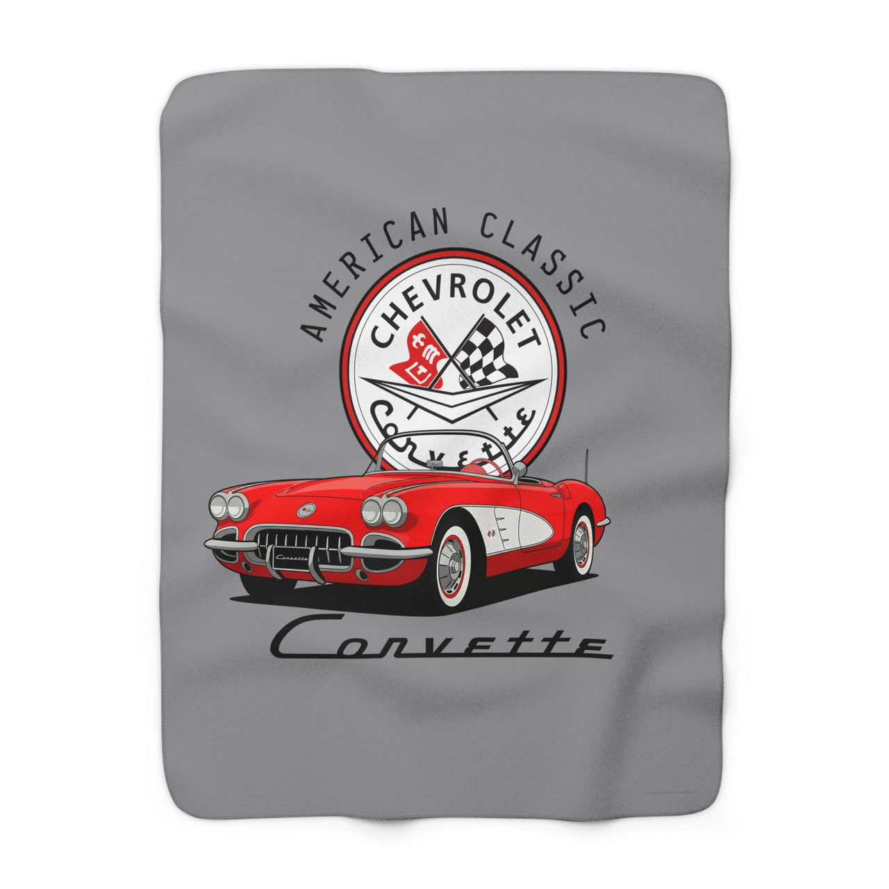 C1 Corvette American Classic Emblem 50 x 60 Inch Sherpa Fleece Blanket