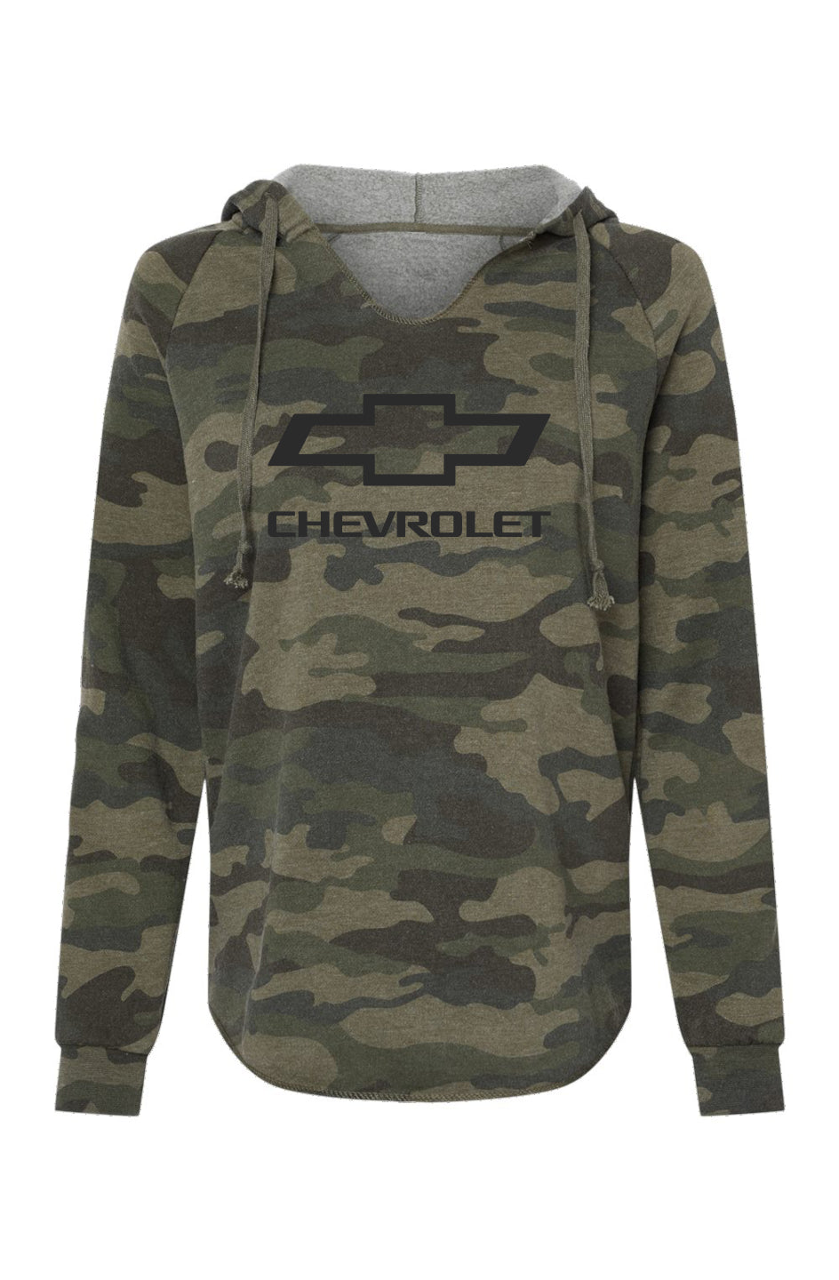 Ladies Chevy Bowtie Lightweight Camo Hoodie Sweatshirt