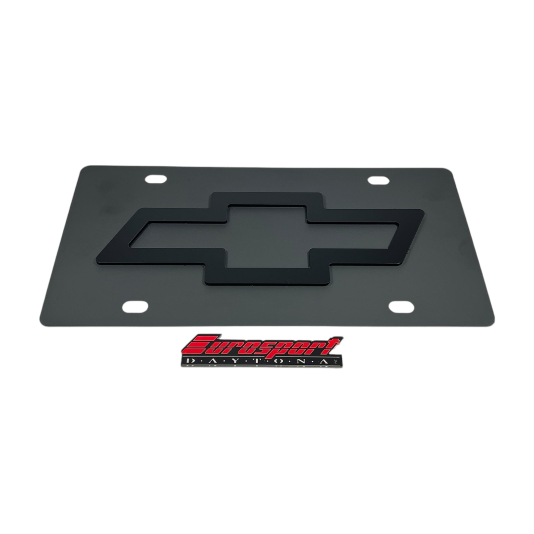 Chevrolet Bowtie Blacked Out Carbon Steel License Plate