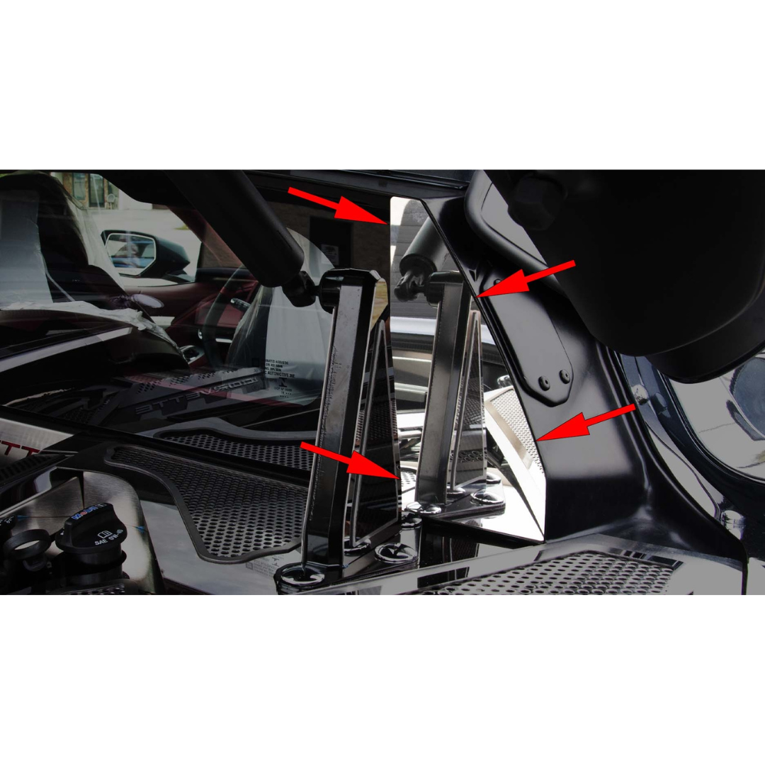 C8 Corvette Coupe Rear Window Accents - Polished Stainless Steel