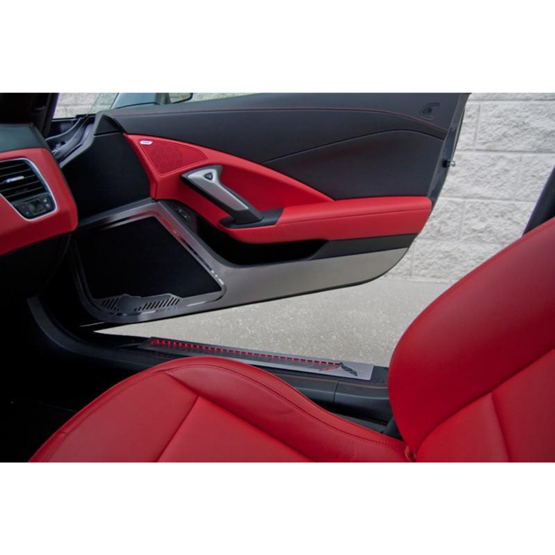 C7 Corvette Door Guards - Brushed Stainless Steel w/ Colored Inlay