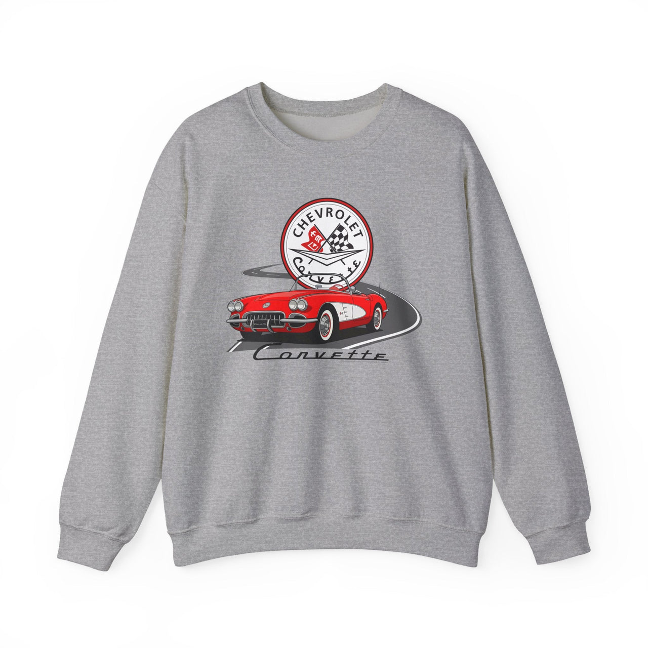 C1 Corvette Emblem & Track Crew Neck Cotton Blend Sweatshirt
