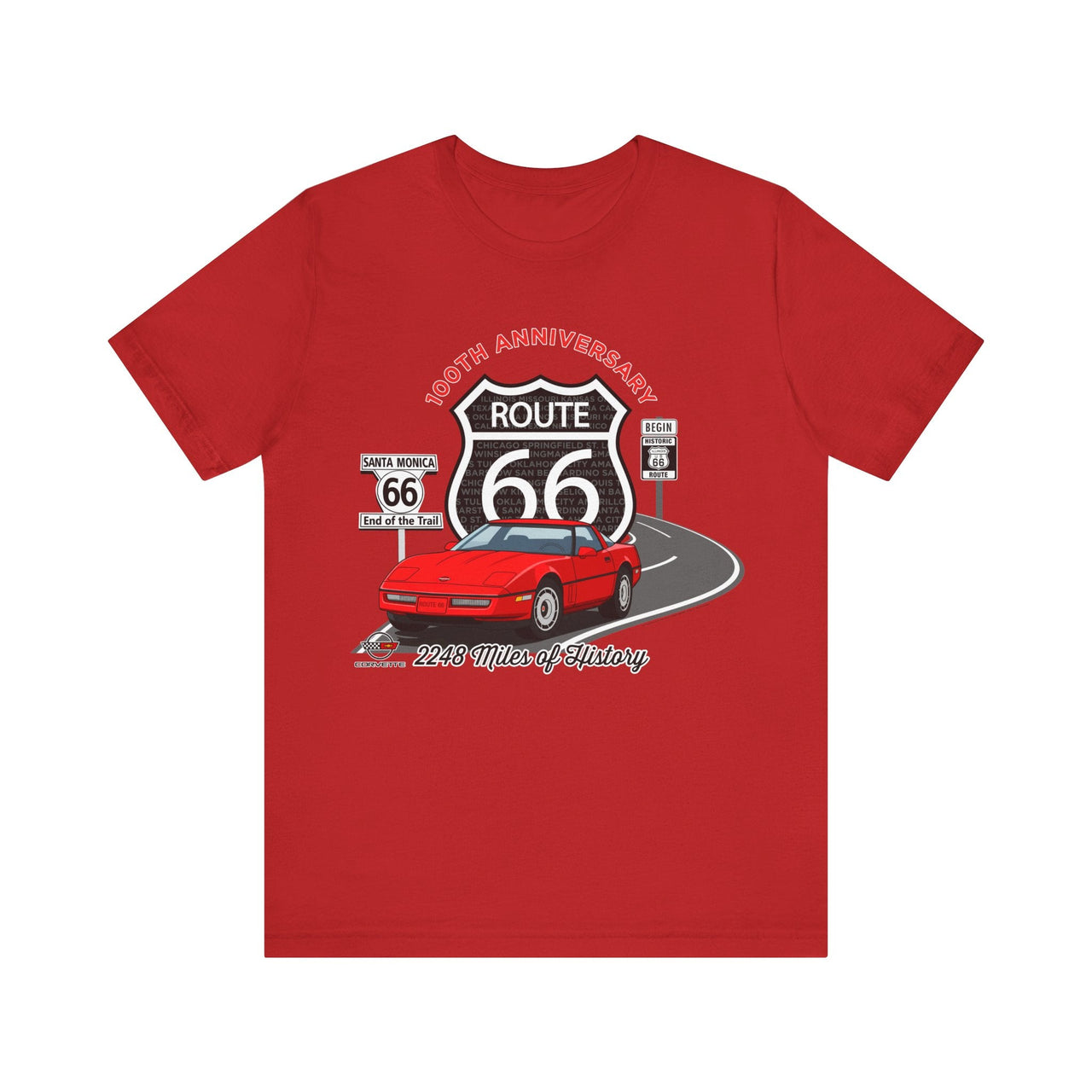 C4 Corvette Route 66 100th Anniversary Short Sleeve Tee