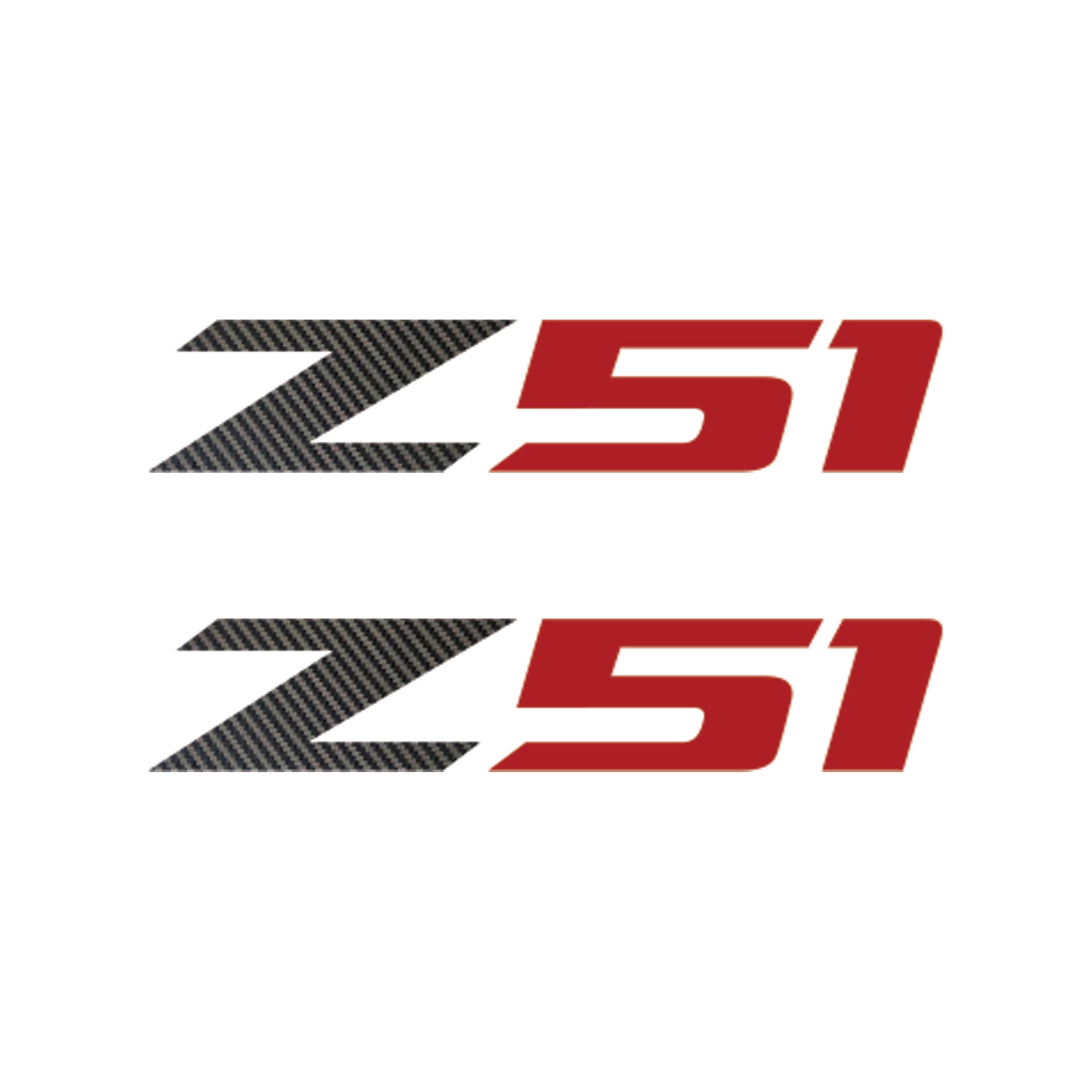 2005-2019 Corvette Z51 Fender Vent Decals - Pair -Black Gloss Carbon Fiber Z/Gloss Red 51 - Large - CA-75219-Corvette-Store-Online