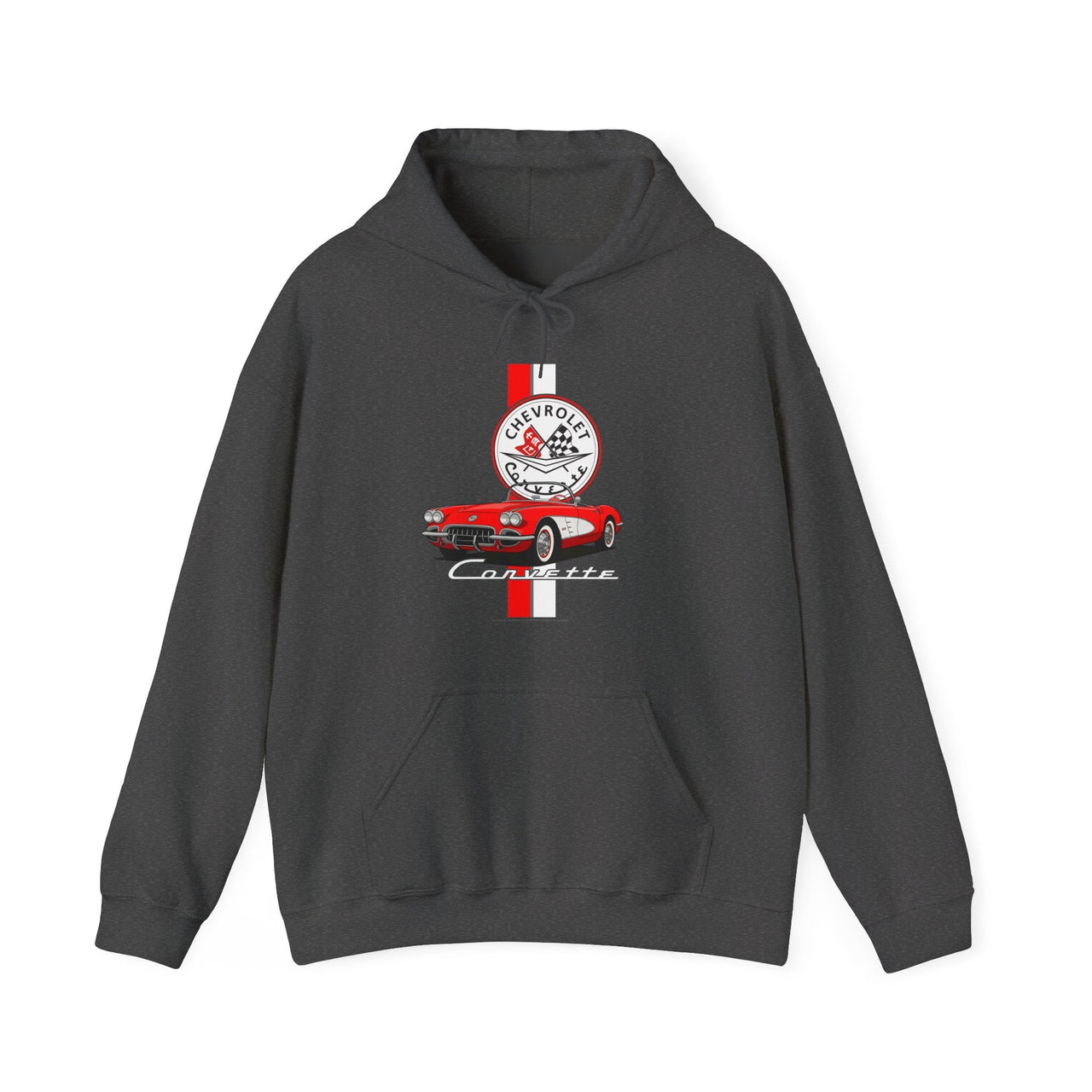 C1 Corvette Vertical Stripe Emblem Cotton Blend Hooded Sweatshirt