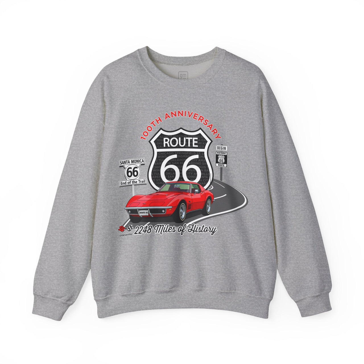 C3 Corvette Route 66 100th Anniversary Cotton Blend Sweatshirt