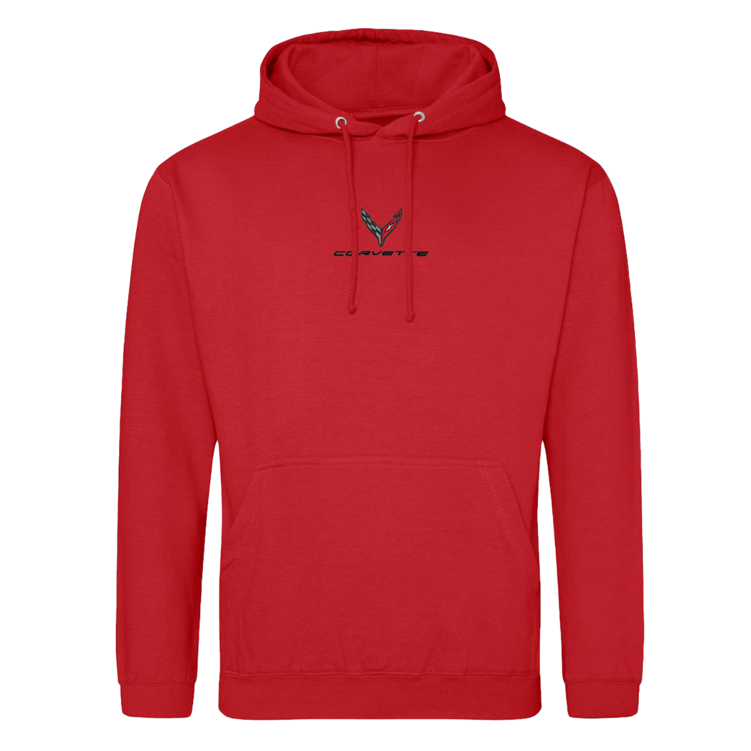 Corvette Embroidered Hoodie - Fire Red