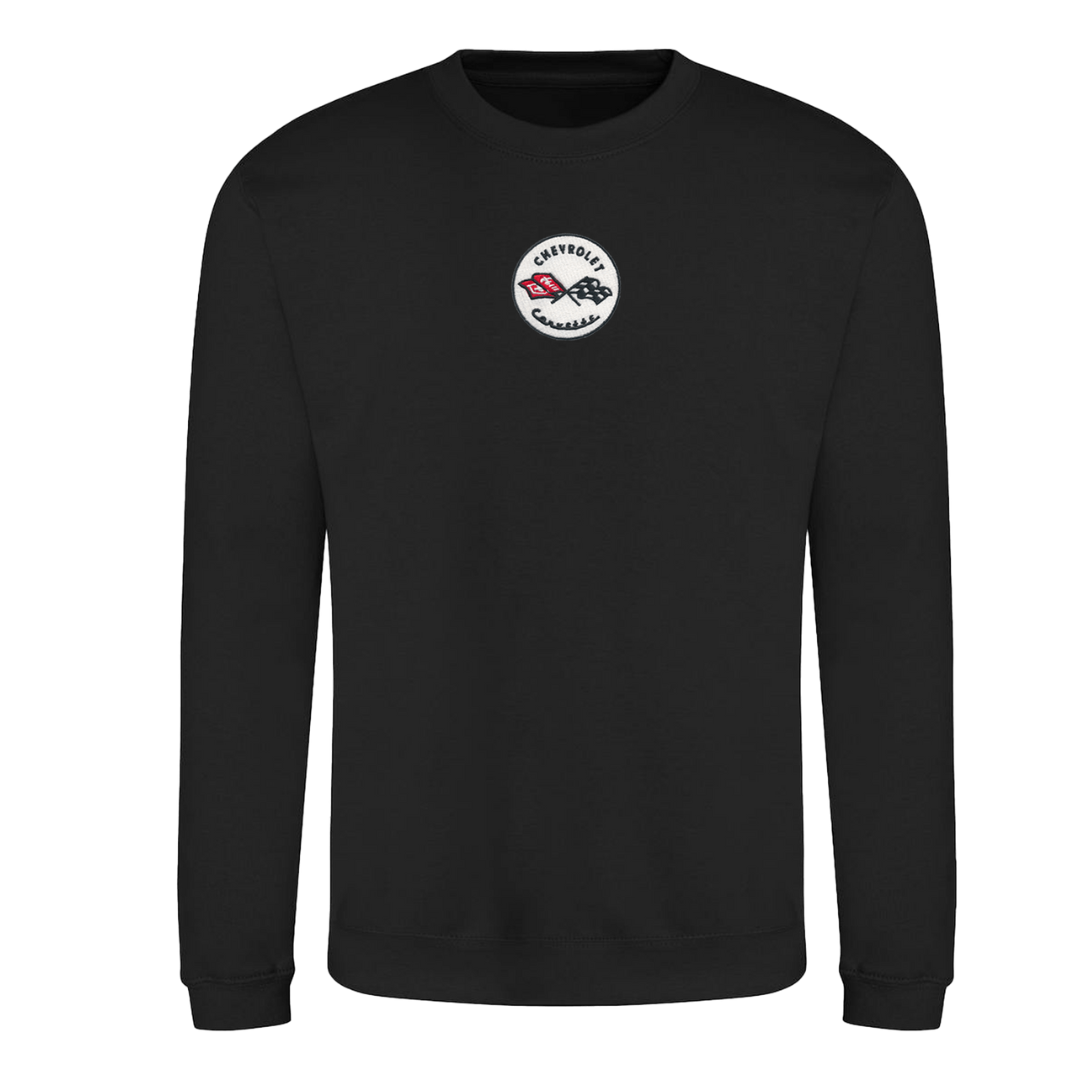 Corvette Embroidered Crew Neck Sweatshirt - Black