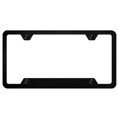 Notched Black 4-Hole License Plate Frame - Powder-Coated Stainless Steel