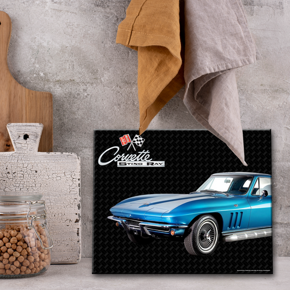 C2 Corvette Glass Cutting Board, Blue, 12"x15" Tempered Glass, Made in the USA