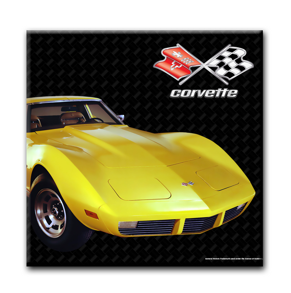 C3 Corvette Ceramic 4x4 inch Coaster Yellow, Made in the USA
