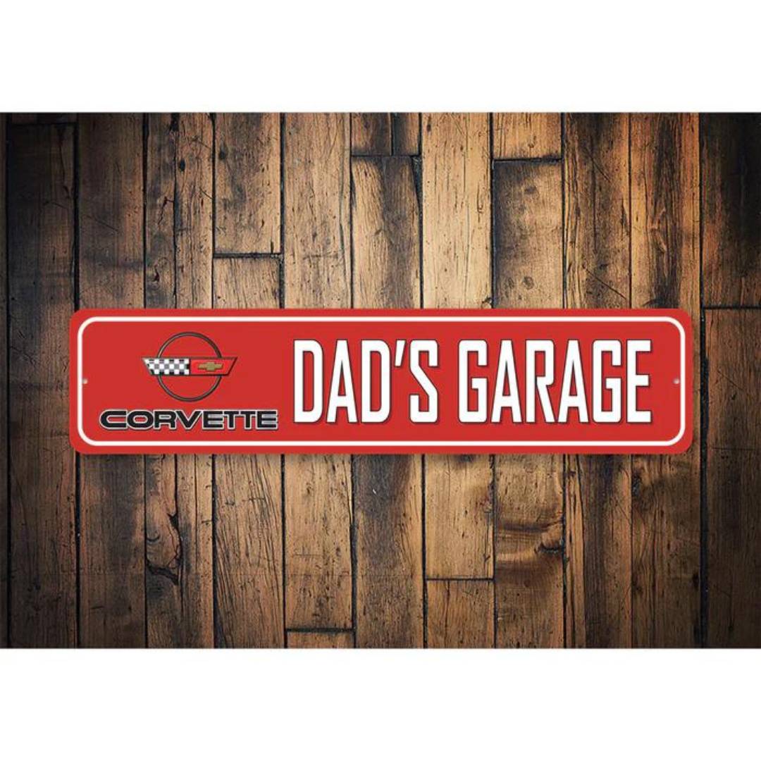 C4 Corvette Dad's Garage Aluminum Sign