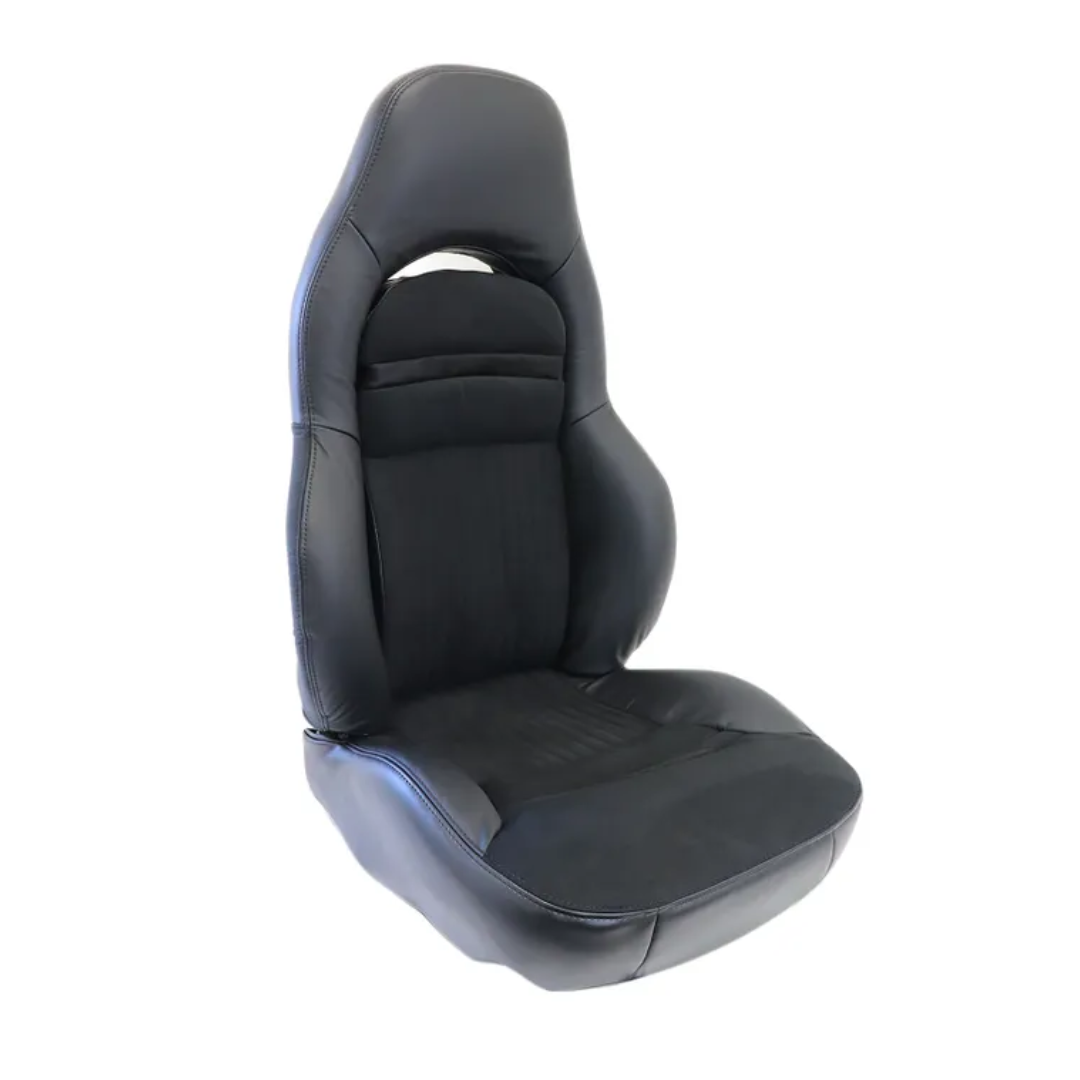 C5 Chevrolet Corvette - Leather Sport Seat Covers W/Black Ultra-Suede Inserts - Shale W/O Script - CA