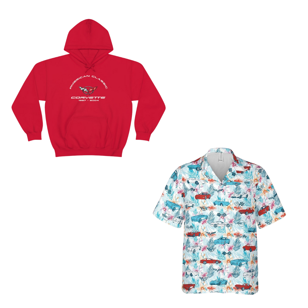 C5 Corvette Tropical Bundle – Heavy Blend Hoodie & Tropical Generations Hawaiian Shirt